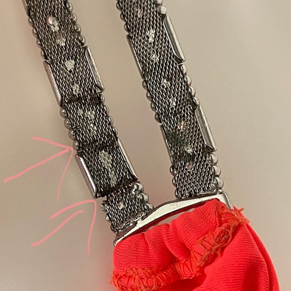 BEACH BUNNY Cosmic Crystal/Rhinestone Coral Bikini swim Set Large/Small neon